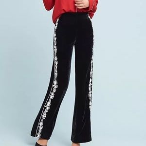 RAGA Anthropologie Maddy Velvet Wide Leg Pants